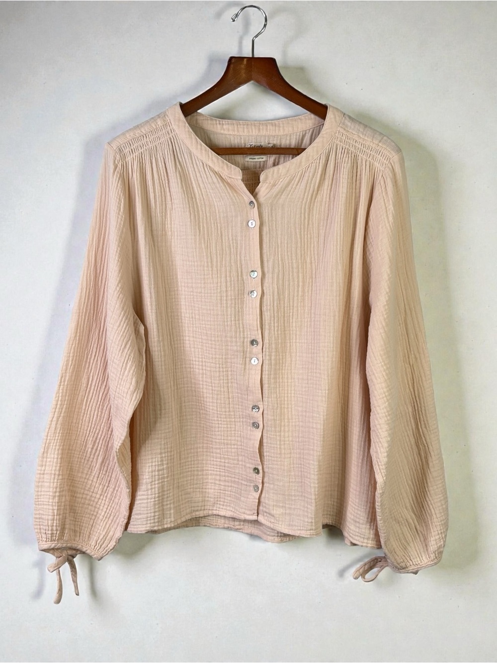 Faherty Everleigh Dream Organic Cotton Gauze Top Vanilla Cream XL - Picture 4 of 11
